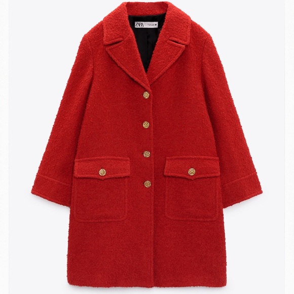 Zara | Jackets & Coats | Zara Red Coat | Poshmark